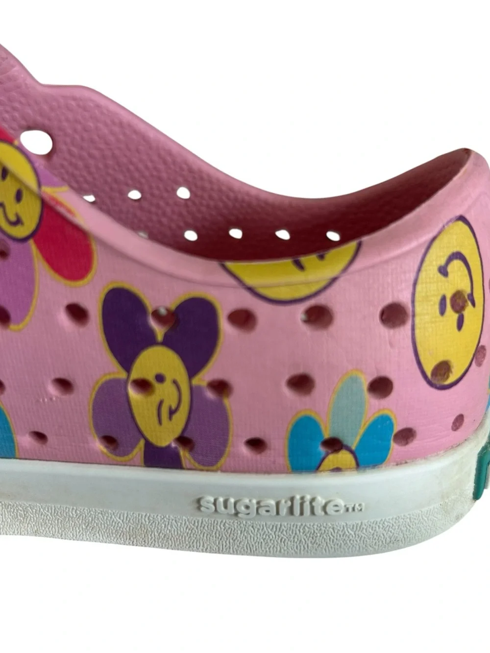 Native Jefferson Kids Pink Smiley Face Daisy Design Slip-On Shoes Size C11